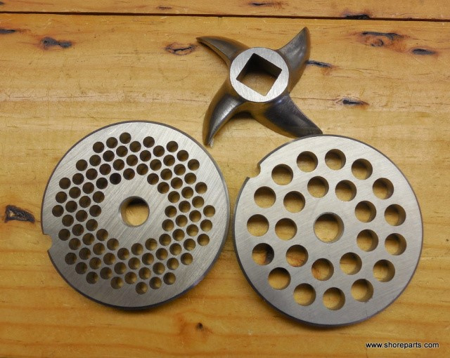 European Style Stainless 3/16" & 3/8" Grinder Plates & Knife for Hobart #22 Meat Grinders